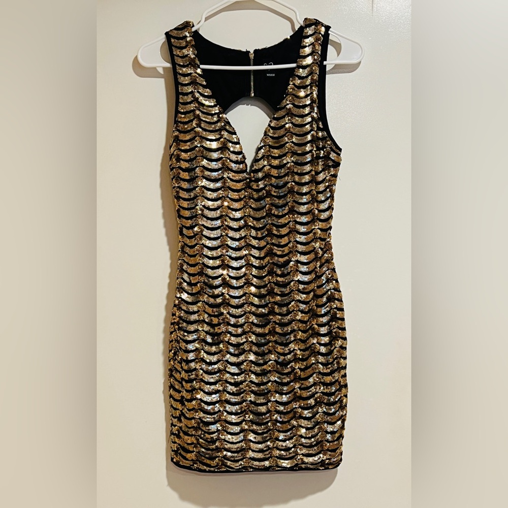 Gold Sequined Windsor Mini Dress